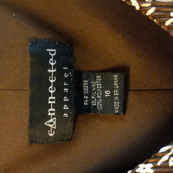 Connected Apparel Brown and White Short Sleeve Dress Size 16 - Picture 3 of 3